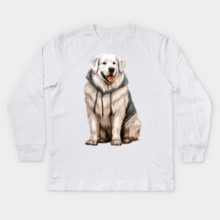 Winter Great Pyrenees Dog Kids Long Sleeve T-Shirt